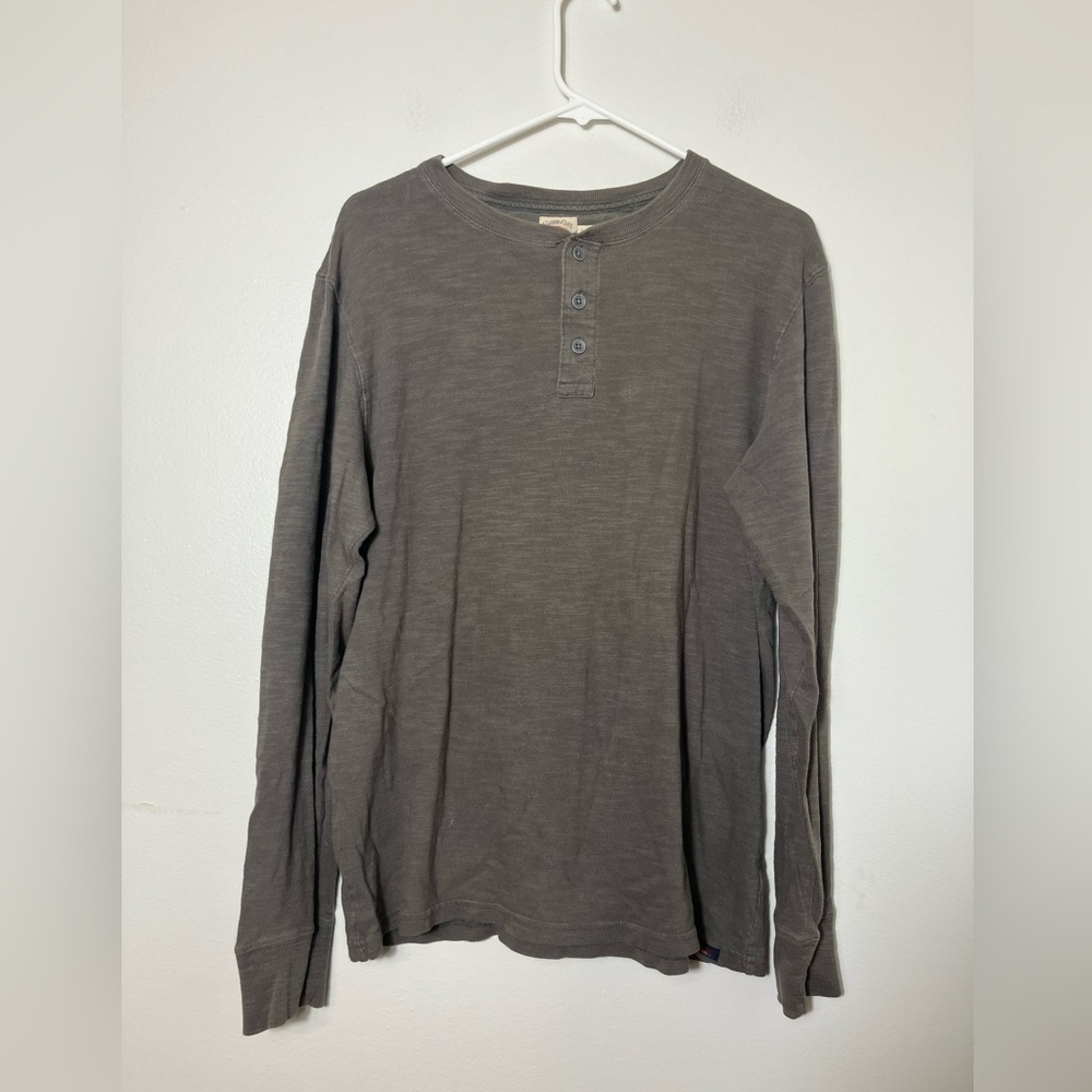 Faherty‎ Henley Long Sleeve Shirt Men’s Sz L Gray Casual Comfort Cotton